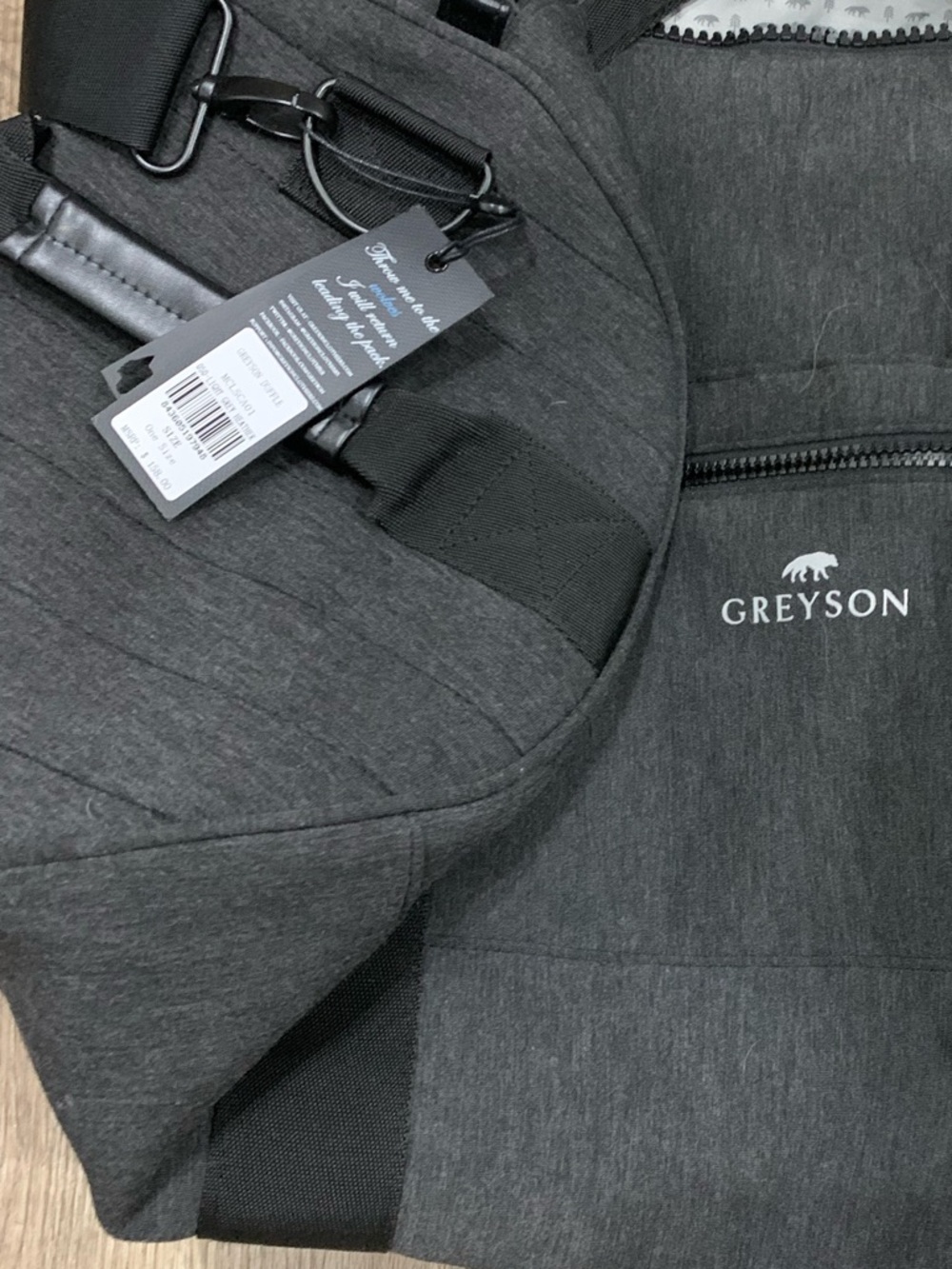 Greyson Men's Charcoal Gray Quilted Duffel Bag